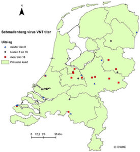 kaart met schmallenbergvirus VNT-titer