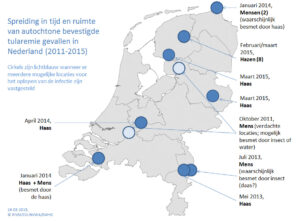 kaart tularemie maart 2015